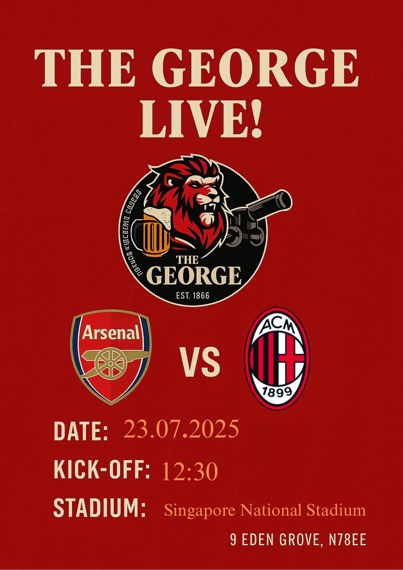 Arsenal vs Milan - Live Screening at The George Pub Islington